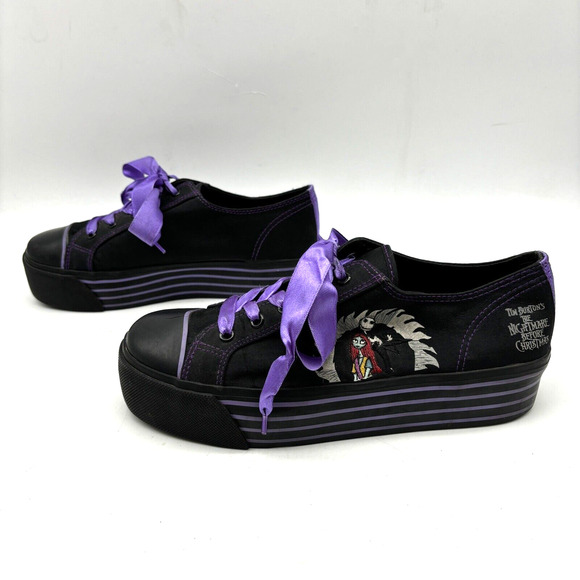 2003 Nightmare Before Christmas 10th Anniversary Black Purple Platform Sneaker 8 - Picture 6 of 16